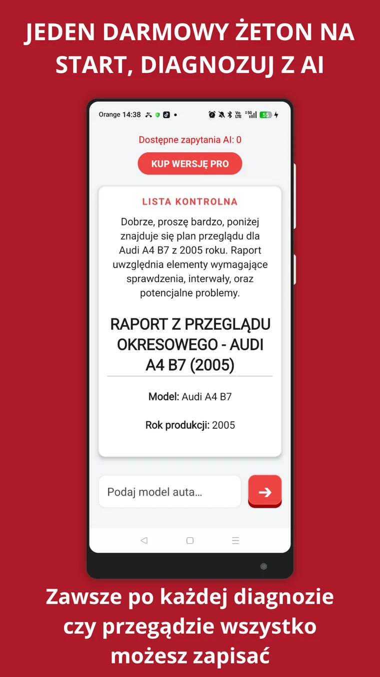 Raport z przeglądu i zapis diagnozy AI